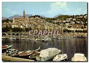 Image du vendeur pour Carte Postale Moderne Menton La Vieille Ville et un Coin du Nouveau Port mis en vente par CPAPHIL