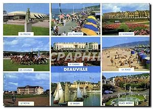 Seller image for Carte Postale Moderne Deauville Calvados La piscine Les planches Le Normandu Les courses Chevaux Place Morny Bateaux for sale by CPAPHIL