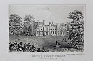 Bild des Verkufers fr Original Antique Lithograph Illustrating Nonsuch Park in Surrey, the Seat of W.F.G. Farmer, Esq. Visitation of Seats By J. B. Burke, Published in 1852 - 1855. zum Verkauf von Rostron & Edwards