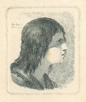 Bild des Verkufers fr Brustbild im Profil nach rechts eines jungen Mannes. zum Verkauf von Franziska Bierl Antiquariat