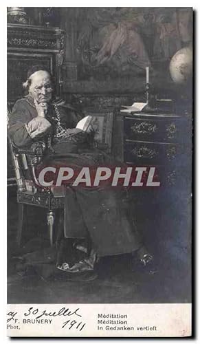 Bild des Verkufers fr Carte Postale Ancienne F Brunery Meditation in gedanken vertieft zum Verkauf von CPAPHIL