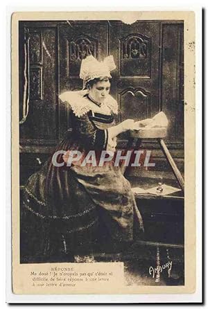 Image du vendeur pour fille Saint Brieuc pittoresque coiffe bretonne bonnet folklore broderie embroidery headdress costume animation Carte Postale Ancienne mis en vente par CPAPHIL