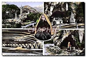Seller image for Carte Postale Ancienne Souvenir de Lourdes la Basilique la Grotte l'Apparation la Basilique Souterraine St Pie X for sale by CPAPHIL