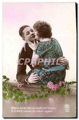 Bild des Verkufers fr Carte Postale Ancienne Alanguis par les mots et troubles par l'amour Femme zum Verkauf von CPAPHIL