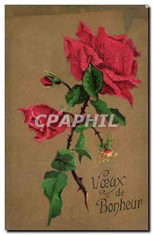 Bild des Verkufers fr Carte Postale Ancienne Voeux de Bonheur Fleurs zum Verkauf von CPAPHIL