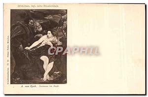Bild des Verkufers fr Carte Postale Ancienne Munchen kgl Alte Pinakothek a Von Dyck Susanna im Bade zum Verkauf von CPAPHIL