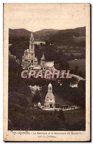 Seller image for Carte Postale Ancienne Lourdes la Basilique et le Monument du Souvenir vus du Château for sale by CPAPHIL