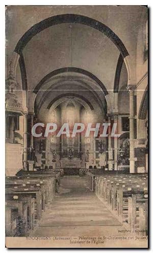 Carte Postale Ancienne Rocquigny Ardennes pelerinage de St Christophe intérieur de l'Eglise