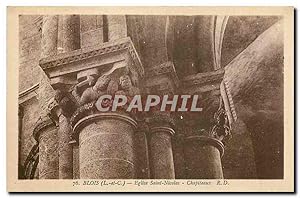 Carte Postale Ancienne Blois L et C Eglise Saint Nicolas Chapiteaux