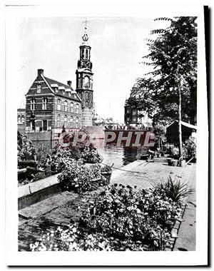 Carte Postale Moderne Amsterdam Singel avec la Tour de la Monnaye et le marche aux fleurs