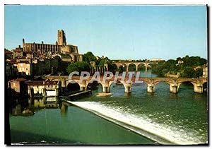 Carte Postale Moderne Albi Tarn vue sur le Tarn et la Basilique Ste Cecîle XIII S et le Pont Vieu...