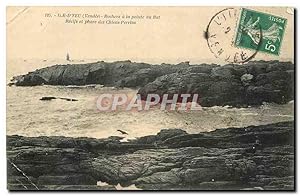 Carte Postale Ancienne île d'Yeu Vendee Rochers a la Pointe du But Recifs et Phare des Chiens Per...