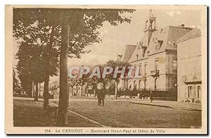 Carte Postale Ancienne Le Creusot Boulevard Henri Paul et Hôtel de Ville