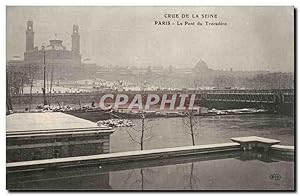 Crue de la Seine Carte Postale Ancienne Paris Inondation Le pont du Trocadero