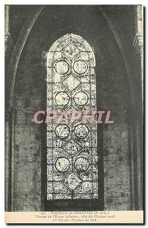 Carte Postale Ancienne Cathédrale de Chartres E et L Vitraux de l'Etage intérieur Cote Histoire d...