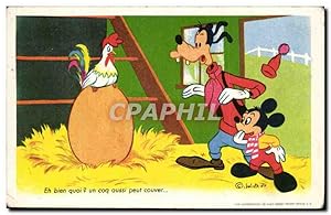 Fantaisie Carte Postale Ancienne disney Donald Pluto Et bien quoi ? un coq aussi peut couver