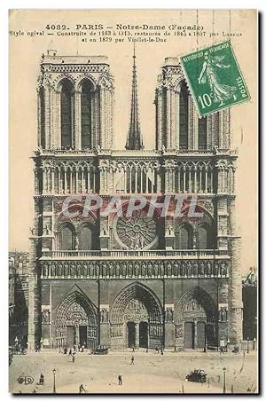 Seller image for Carte Postale Ancienne Paris Notre Dame Faade Style ogival for sale by CPAPHIL