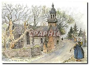 Seller image for Carte Postale Moderne Eglise Ste Marie du Menez Hom aquarelle originale de Robert Lepine for sale by CPAPHIL