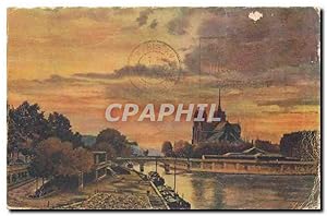 Carte Postale Ancienne Paris Creposcule sur Notre Dame