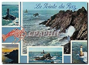 Bild des Verkufers fr Carte Postale Moderne La Bretagne La Pointe du Raz Finistere Sud Le phare de la Vieille Coucher de soleil vue gnrale zum Verkauf von CPAPHIL