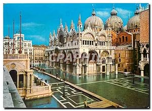 Carte Postale Moderne Venezia Pizza Saint Marc (Haute eaux)