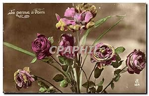 Seller image for Je pense  Vous- Thinking of you- Rose - Carte Postale Ancienne for sale by CPAPHIL