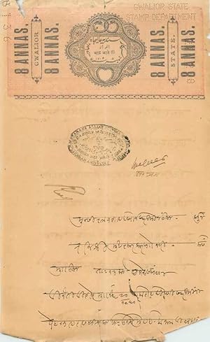 Imagen del vendedor de Inde India Fiscal Revenue Court Fee Princely State Gwalior Serpent Snake a la venta por CPAPHIL