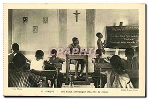Afrique-Africa-Congo- Une Ecole Catholique Indigène Au Congo -CPA
