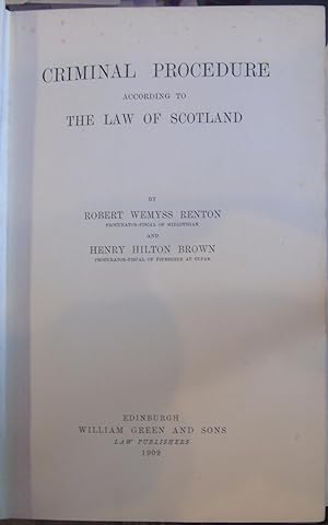 Seller image for Criminal Procedure according to The Law of Scotland for sale by Hanselled Books