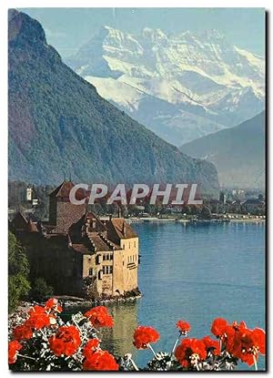 Carte Postale Moderne Le Château de Chillon Villeneuve et les Dents du Midi