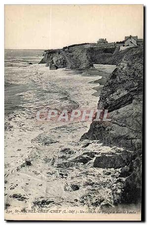 St Michel Chef Chef Carte Postale Ancienne Un coin de la plage a marée haute