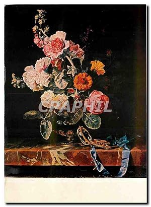 Bild des Verkufers fr Carte Postale Moderne Aelst Willem van (geb. um 1626 gest. nach 1683) Blumenvase mit Taschenuhr 1656 zum Verkauf von CPAPHIL