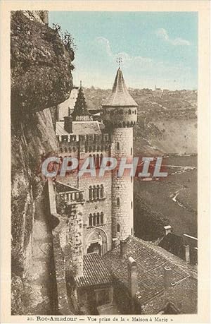 Carte Postale Ancienne Roc-Amadour vue prise de la Maison a Marie