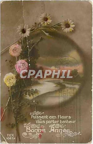 Bild des Verkufers fr Carte Postale Ancienne Puissent ces Fleurs vous porter bonheur Bonne Anne zum Verkauf von CPAPHIL