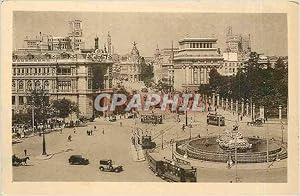 Image du vendeur pour Carte Postale Ancienne Madrid Banco de Espana Calle de Alcala y La Cibeles mis en vente par CPAPHIL