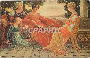 Carte Postale Ancienne Mlle Elisabeth Sonrel Poesie du soir