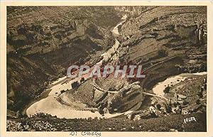 Bild des Verkufers fr Carte Postale Ancienne Gorges du Tarn Boucle du Tarn a St Chely Route de Ste Enimie a Meyrueis zum Verkauf von CPAPHIL