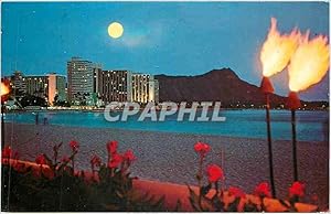 Carte Postale Moderne Moonlight over world famous Waikiki Beach landmark Diamond Head