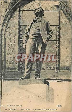 Seller image for Carte Postale Ancienne ROUEN-Rue Thiers-Statue de Gustave Flaubert for sale by CPAPHIL
