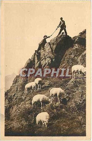 Image du vendeur pour Carte Postale Ancienne LES PYRENEES-Une Escalade en Montagne Berger Moutons mis en vente par CPAPHIL