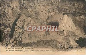 Image du vendeur pour Carte Postale Ancienne La Balme les Grottes Isere Intrieur des Grottes Stalagmites La Ruche d'Abeilles et le Lion Couc mis en vente par CPAPHIL