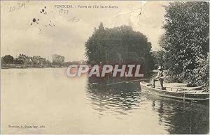 Carte Postale Ancienne Pontoise pointe de l'ille Saint Martin Peche Pecheur
