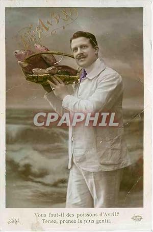 Image du vendeur pour Carte Postale Ancienne Vous fait-il des poissons d'Avril? Tenez prenez le plus gentil Homme mis en vente par CPAPHIL