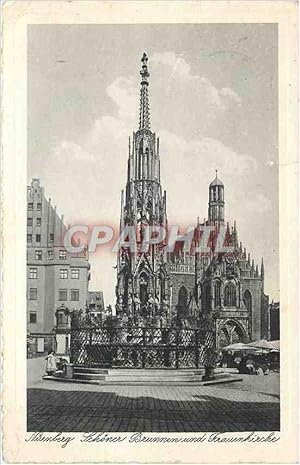 Bild des Verkufers fr Carte Postale Ancienne Nurnberg Schoner Brunnen und Frauenkirche zum Verkauf von CPAPHIL