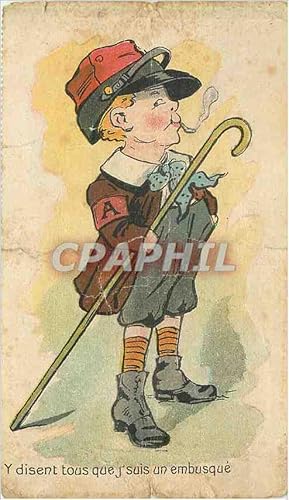 Seller image for Carte Postale Ancienne Y disent tous que j'suis un umbusque Enfant Soldat Militaria for sale by CPAPHIL
