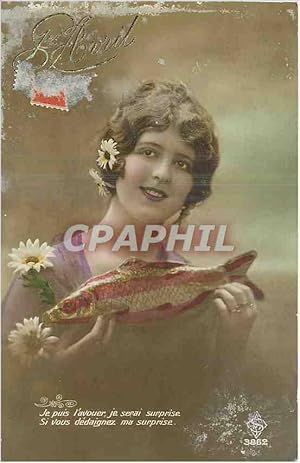 Seller image for Carte Postale Ancienne 1er Avril je puis l'avouer je serai surprise for sale by CPAPHIL