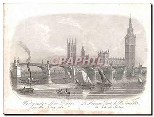 Image du vendeur pour Great Britain Carte Postale Ancienne London Westminster New Bridge from the Surrey side Le pont Londres GRAND FORMAT mis en vente par CPAPHIL