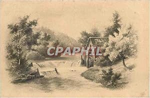 Carte Postale Ancienne Bonne Année Moulin a vent