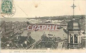 Bild des Verkufers fr Carte Postale Ancienne Dieppe Le Port et le Clocher Saint Jacques zum Verkauf von CPAPHIL