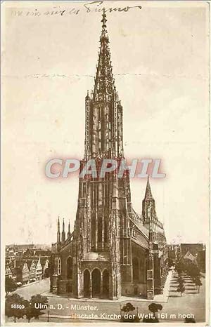 Bild des Verkufers fr Carte Postale Ancienne Ulm Munster Nachste Kirche der Welt zum Verkauf von CPAPHIL